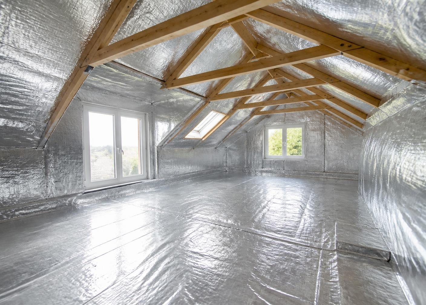 Loft fully lined with reflective foil insulation