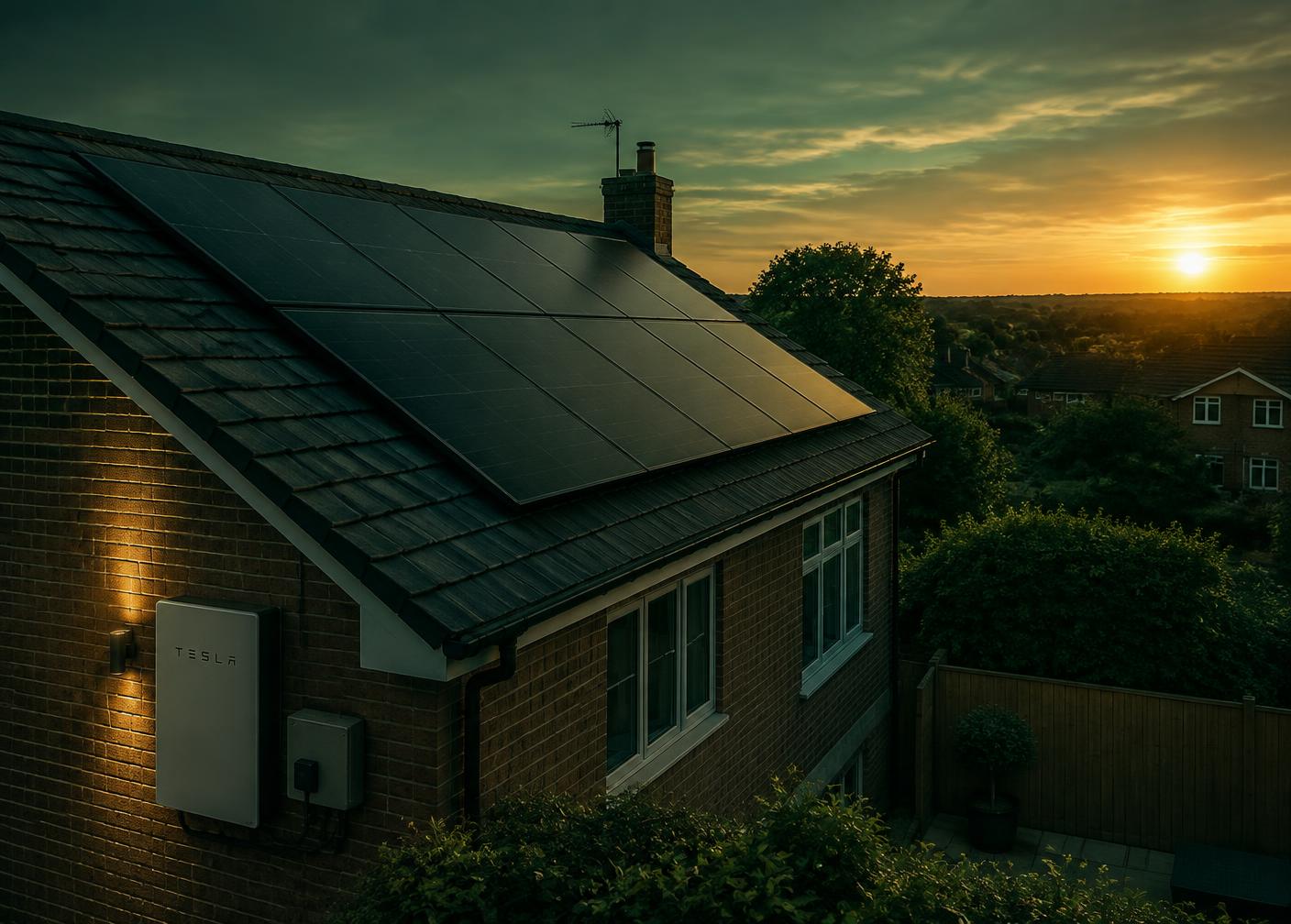Solar panels and battery storage fitted to a UK home